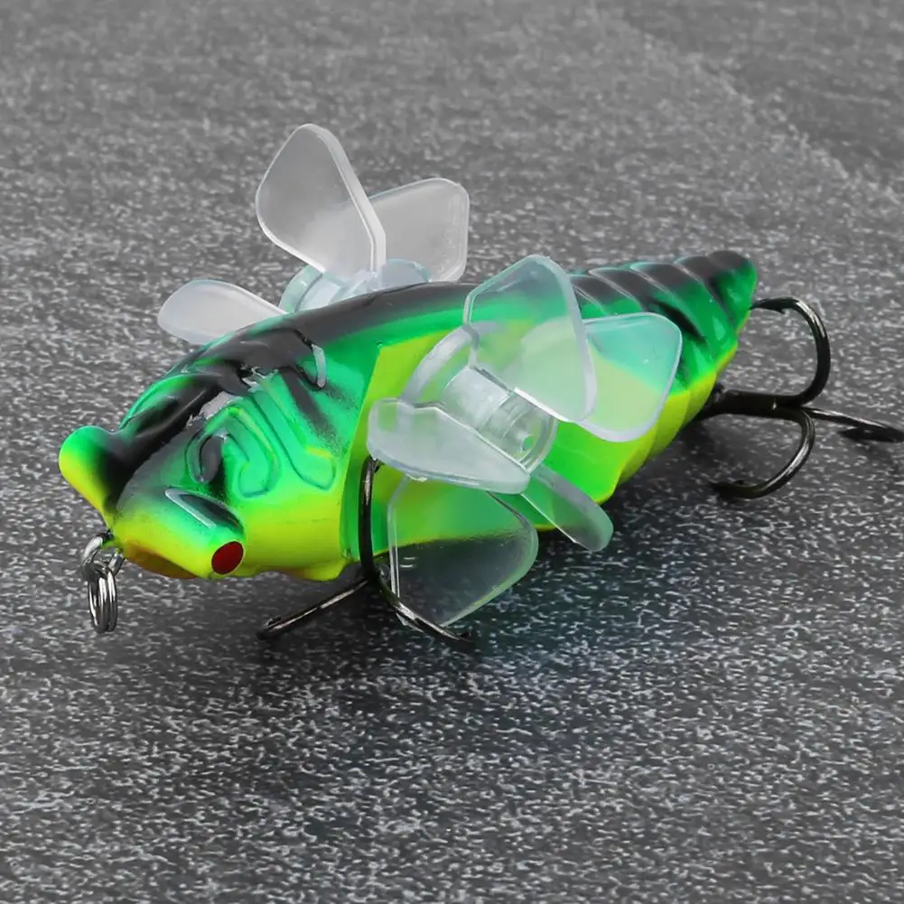 Artificial Bionic Cicada Fishing Lure with Propeller, Barbed Hook - Wounded Baitfish Simulation