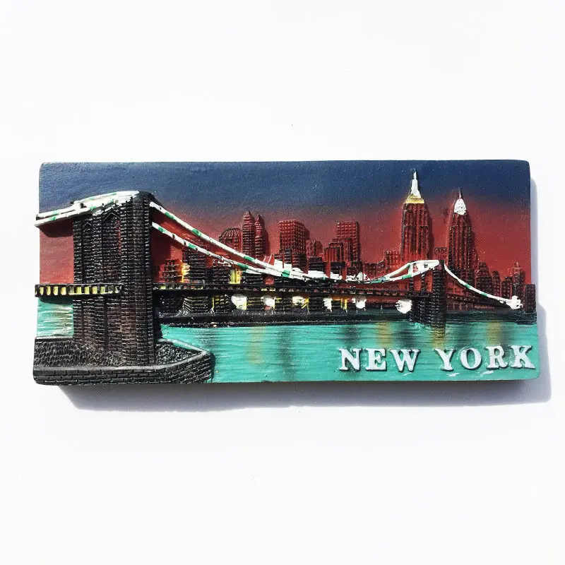 American International City New York Landmark Travel Memorial Resin Painting Decoration Crafts Gift Magnet Refrigerator Sticker