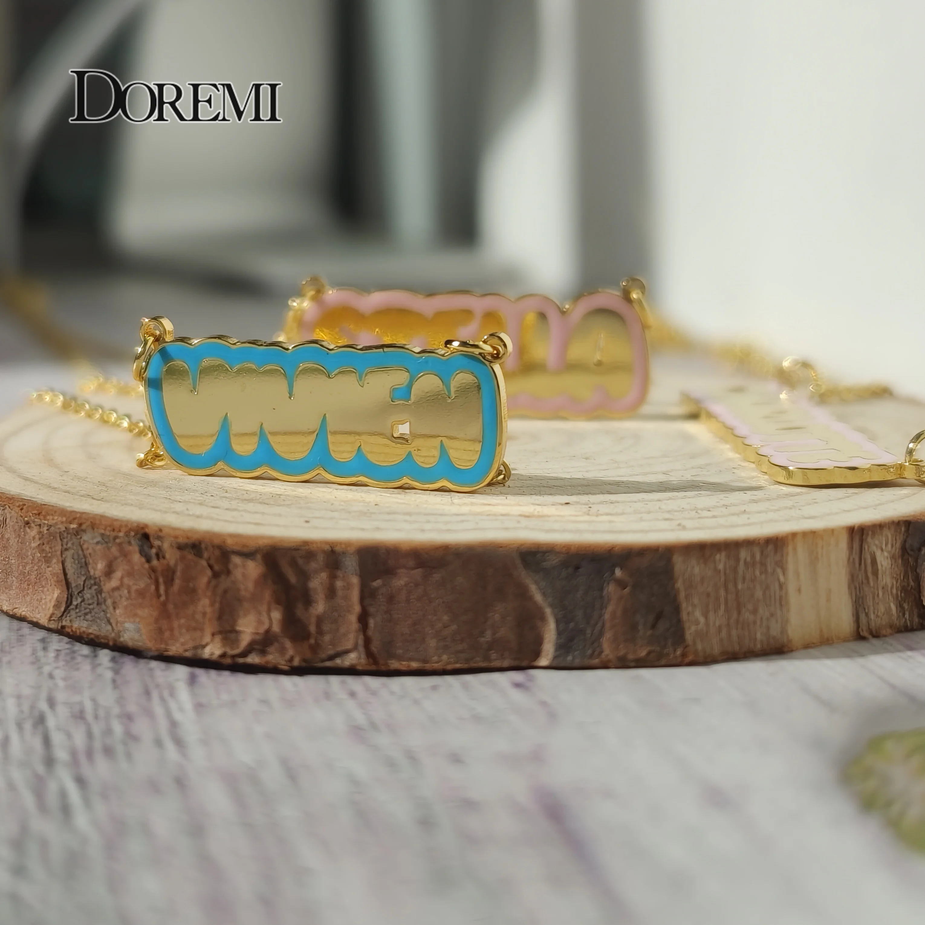 Bubble Letters Custom Name Necklace Stainless Steel Colorful Necklace Personalized Gifts Enamel Necklace Custom Name Necklace