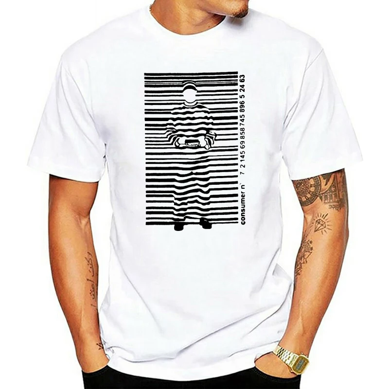 Men Tee Shirt Fashion Homme Clothing For Men Banksy Prisoner Barcode Guys Stencil T-Shirt Indie create A Shirt