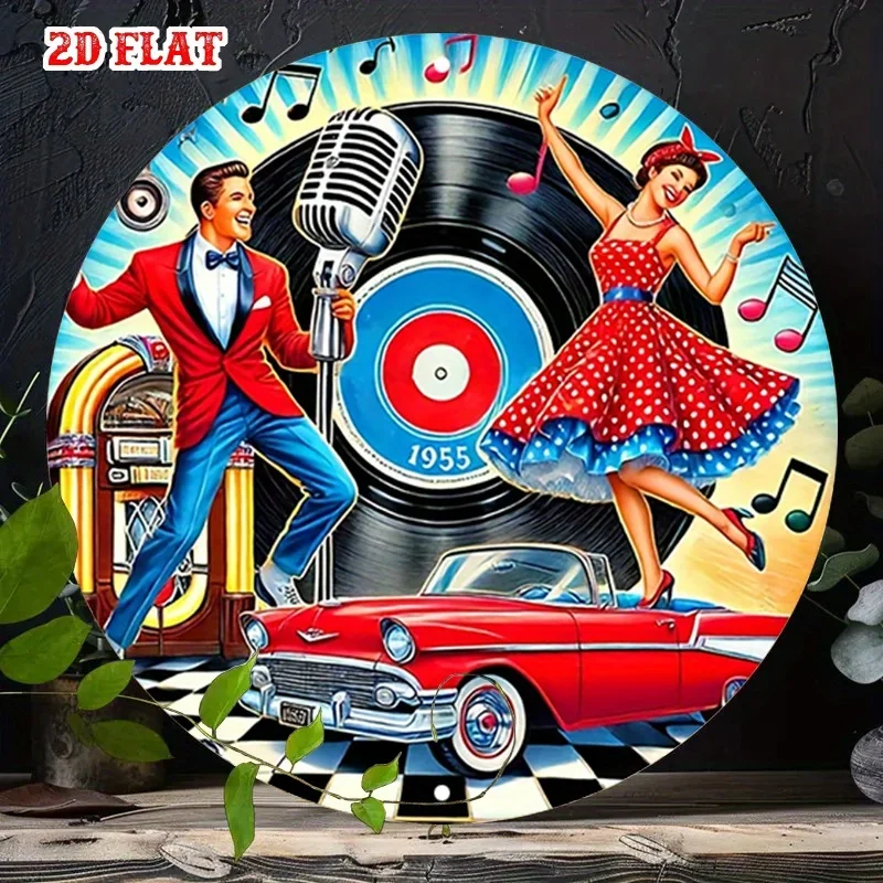 

Vintage Retro Metal Wall Sign, 2D Flat Music Decor for Vinyl Record Player, Wall-Mounted for Home Garage