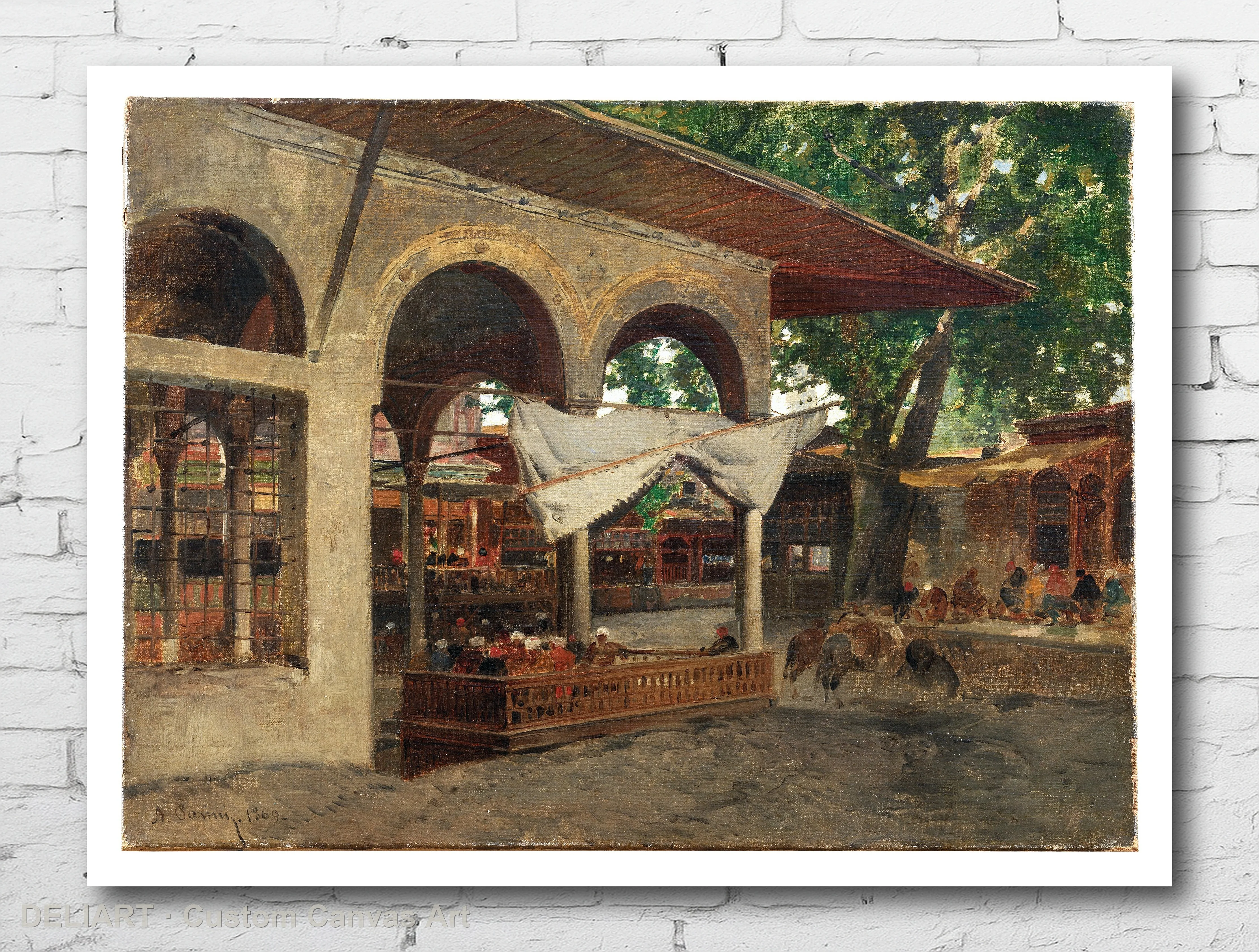Orientalist Market Scene by Alberto Pasini - Vintage Travel Art Canvas Wall Art Poster Print Vintage Home Decor Unframed