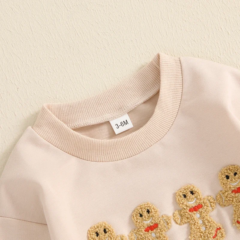 Infant Baby Girls Boys Sweatshirts Rompers Gingerbread Embroidery Long Sleeve Christmas Jumpsuits Newborn Clothes