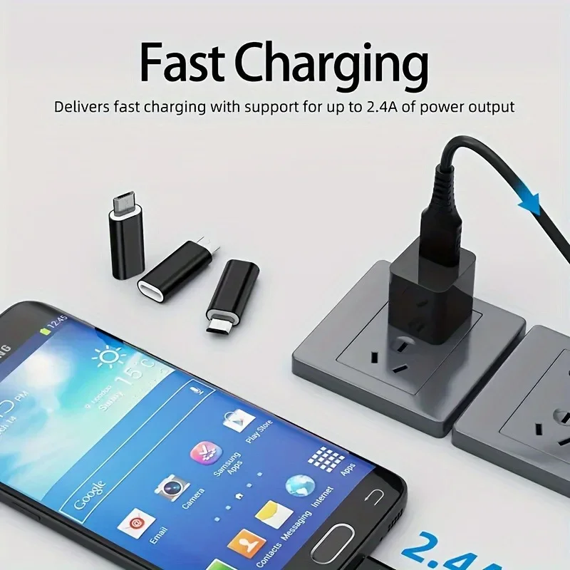 Adaptador usb c para micro usb, 4 unidades, conversores fêmea tipo c, carregamento e sincronização de dados para galaxy s7 e mais dispositivos de micro portas