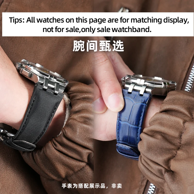 Bracelet de montre en nylon de vachette pour AIKON Series, bracelet de montre dédié, 25mm, structure papillon, AI6008, AI6038, AI6058, haute qualité