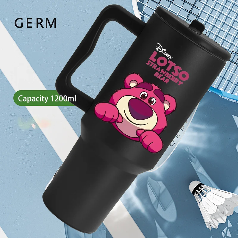 

Miniso Disney Stitch Strawberry Bear 1200ML Large Capacity Cartoon Portable 304 Stainless Steel Car Ice King Cup