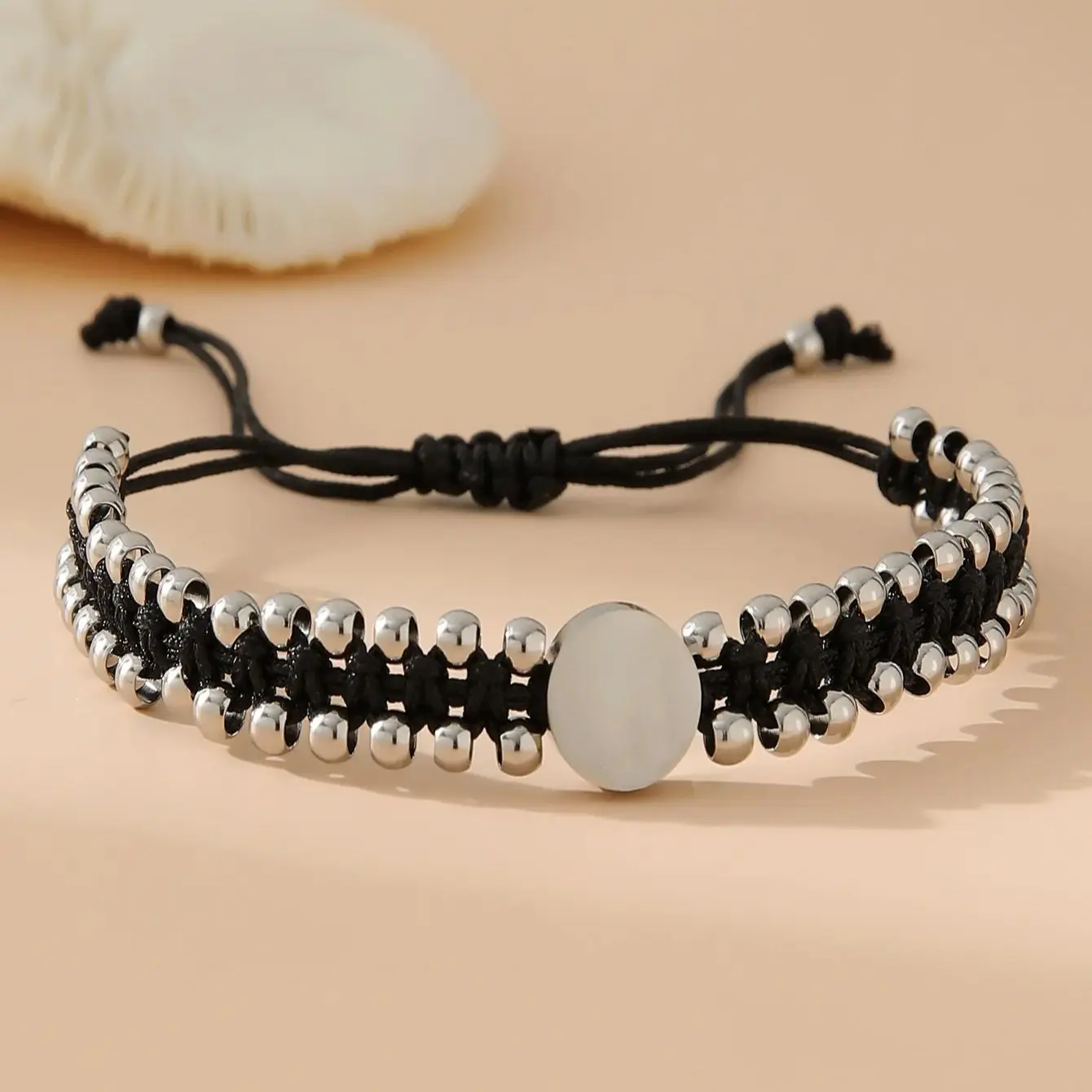 Fashion Classic Stainless Steel Beads Men Bracelet Braided Personalised Metal Women Jewellery Couple Gift Customised Engraving