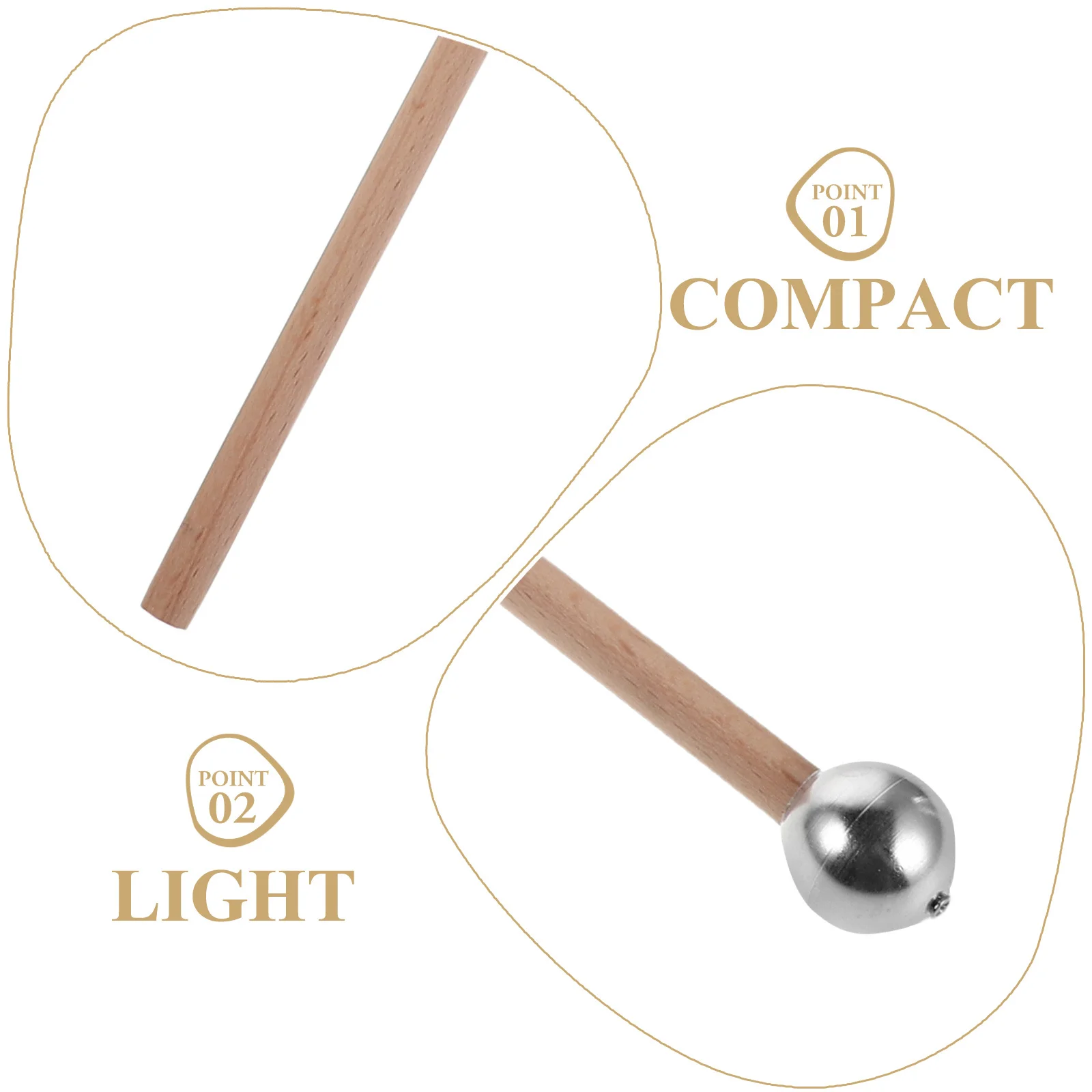 2 قطعة مطارق جرس رأس معدني مقبض خشبي عصي قرع متينة مطارق إكسيليفون للاستخدام التعليمي للأداء