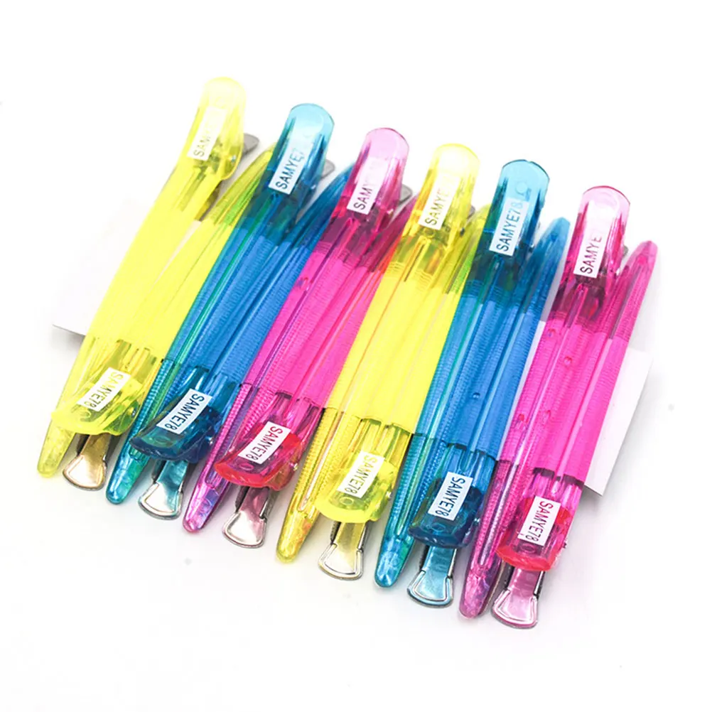 

12 Pcs Long Mouth Seamless Hair Partition Seamless Clip Clips Durable Plastic Metal Strong Spring Hair Styling Aid