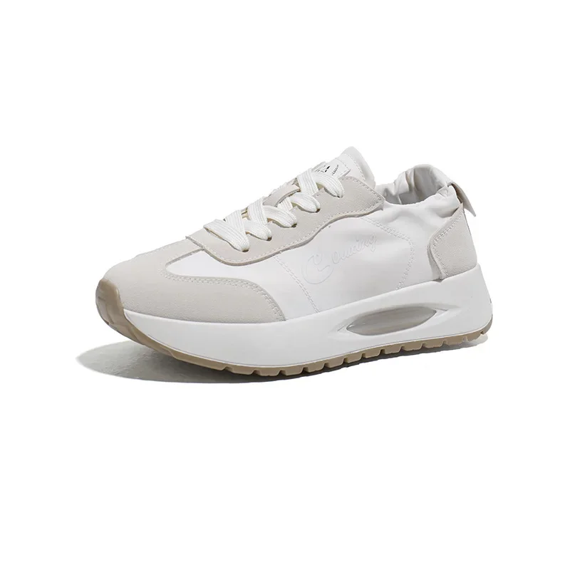 Zapatos deportivos de verano para mujer, zapatos informales transpirables de seda helada con plataforma para caminar, zapatos blancos con cojín de aire