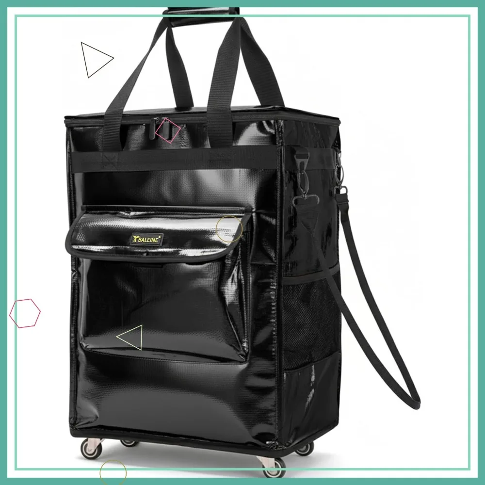 

Reusable Rolling Tote Bag with Wheels, Large Backpack Shopping Cart for Groceries and Travel