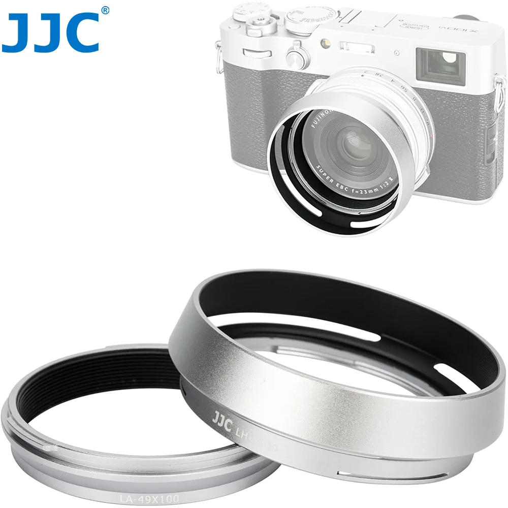 JJC pare-soleil en mtal pour appareil photo Fujifilm X100VI X100V X100F X100T X100S X100 X70 avec anneau adaptateur de 49mm remplace Fujifilm LH-X100