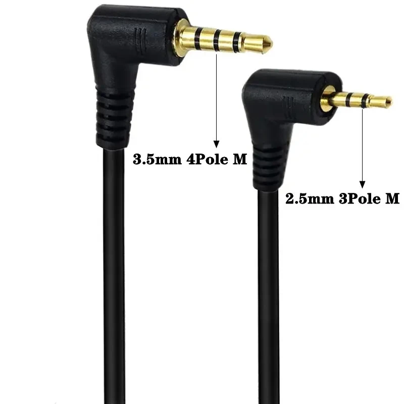 90° Elbow DC2.5mm 3-Pole Male To 3.5mm 4-Pole Male Audio Adapter Cable 2.5mm Hole Mobile Phone MP3 To 3.5mm Headphone Audio