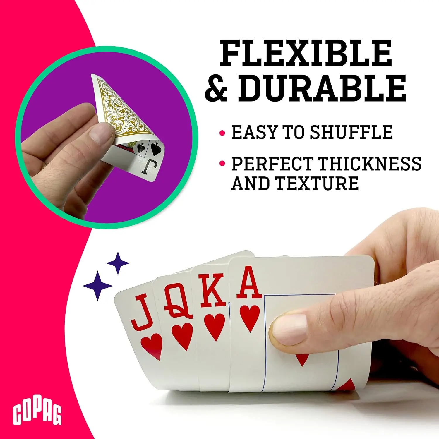 Poker Size Jumbo Index Texas Hold'em Playing Cards Single Deck (Red) - Durable PVC view 3