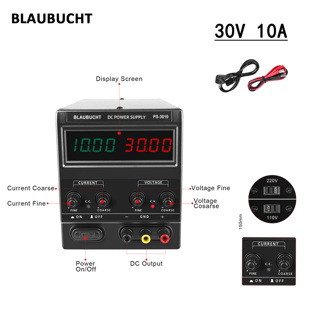 Blabucht PS3010 profesjonalna ławka laboratoryjna zasilanie DC regulowane przełączanie zasilacze laboratoryjne 110/220V 4 cyfrowe