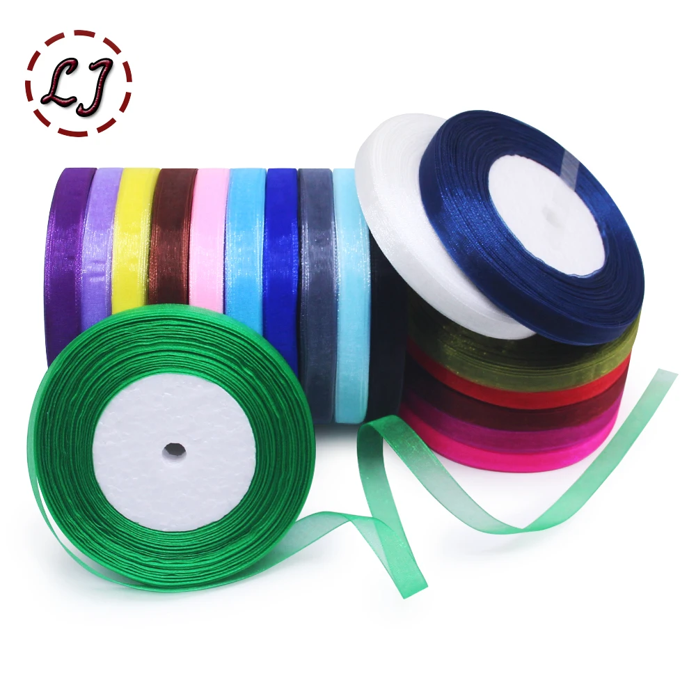 Marca di alta qualità largo 10mm 50yd/lotto nastro in organza trim per matrimonio fiocco regalo decorazione festa avvolgimento riband fai da te