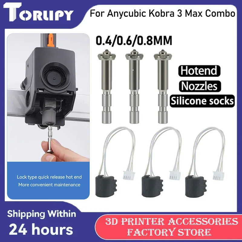 

Для Anycubic Kobra 3 Max сопло Hotend 0,4/0,6/0,8 мм комбинированное сопло из закаленной стали горячего конца быстросменное сопло для деталей 3D-принтера