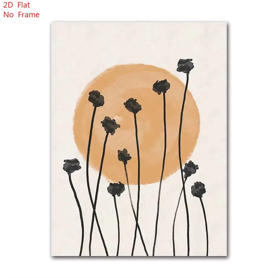 Bohemia Sun Rainbow Flowers Leaves Abstract Landscape Posters and Prints Wall Art Canvas Painting Pictures for Living Room Decor