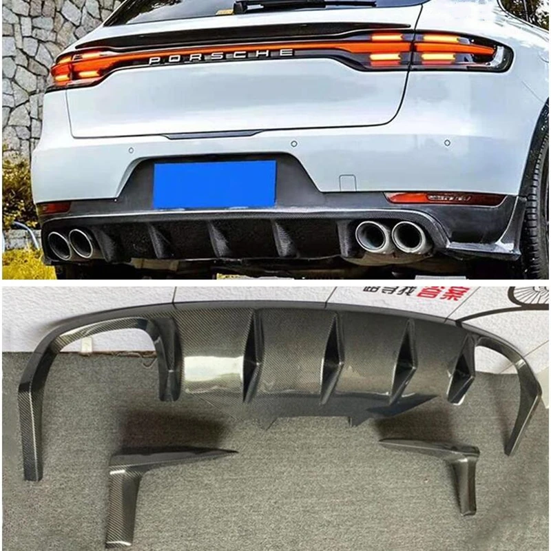 

For Porsche Macan 2018 2019 2020 2021 2022 Real Carbon Fiber Rear Diffuser Lip Kit Spoiler Refits