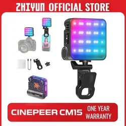 ZHIYUN Official CINEPEER CM15 15W RGB Portable Video Light 2600mAh LED Photography Lights 2500K-10000K Photo Video Lamp Fill Lig