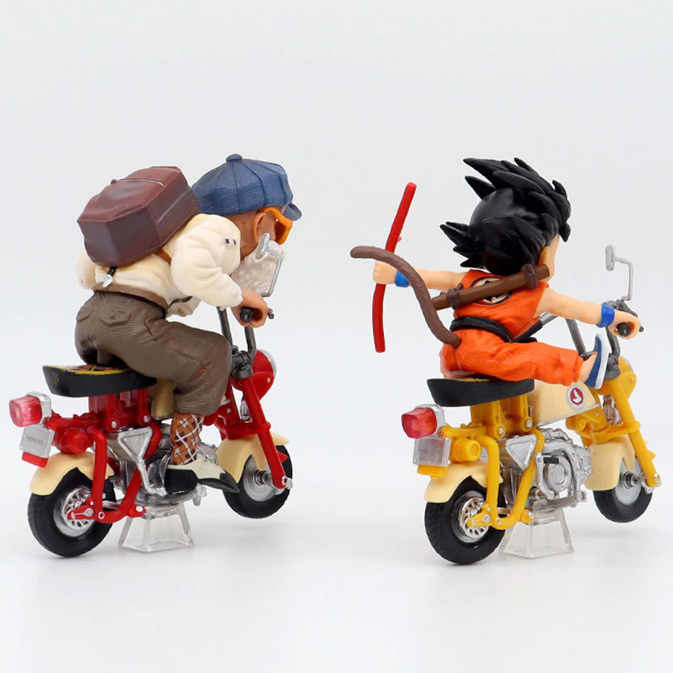 Dragon Ball Anime Two Figure 13CM Son Goku Master Roshi Locomotives PVC Action Kame Sennin Motorcycle Toys Children Toy Gifts