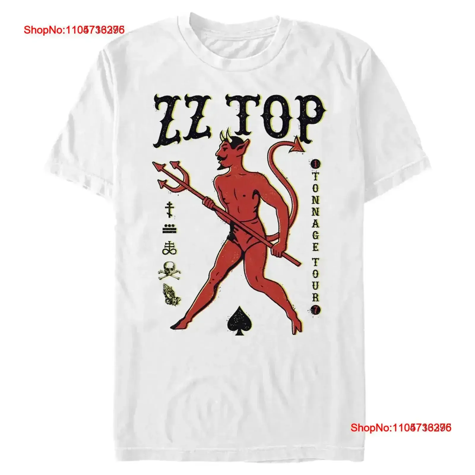 Men's ZZ TOP Devil Spades unisex S 234XL White T Shirt FN564 vintage Washed Breathable graphic homme Stylish vintage Washed
