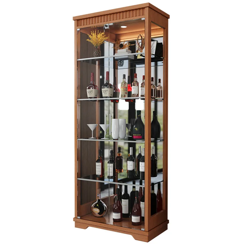 

Solid wood glass wine cabinet display cabinet Modern simple living room against the wall