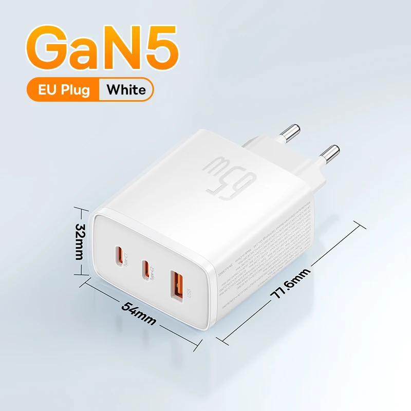 Baseus 65W GaN Ladegerät PD Ladung Typ C USB Ladegerät Unterstützung QC Tragbare Schnelle Ladegerät Für iPhone 17 16 15 14 13 12 Laptop Ladegerät