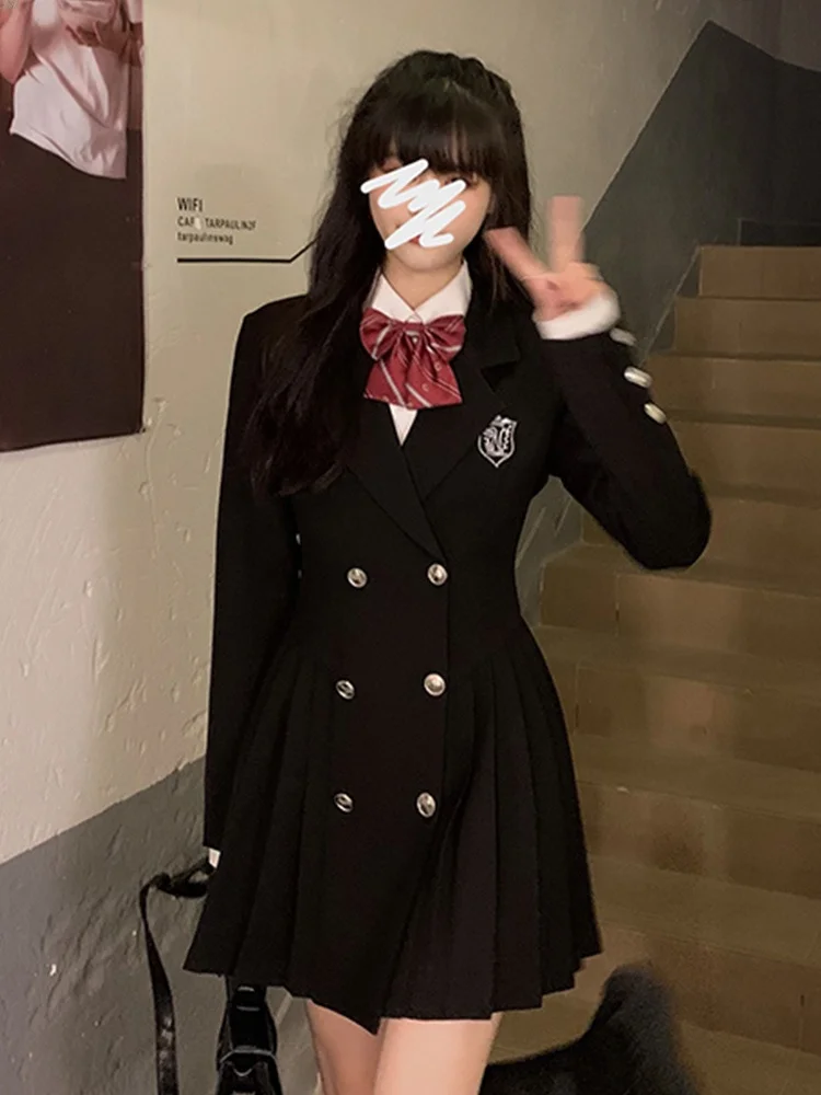 

Sweet Sle Suit Dr Korean Drama Main Character Waist Cinched Beautiful Skirt College Sle High Waist Double Breaste...