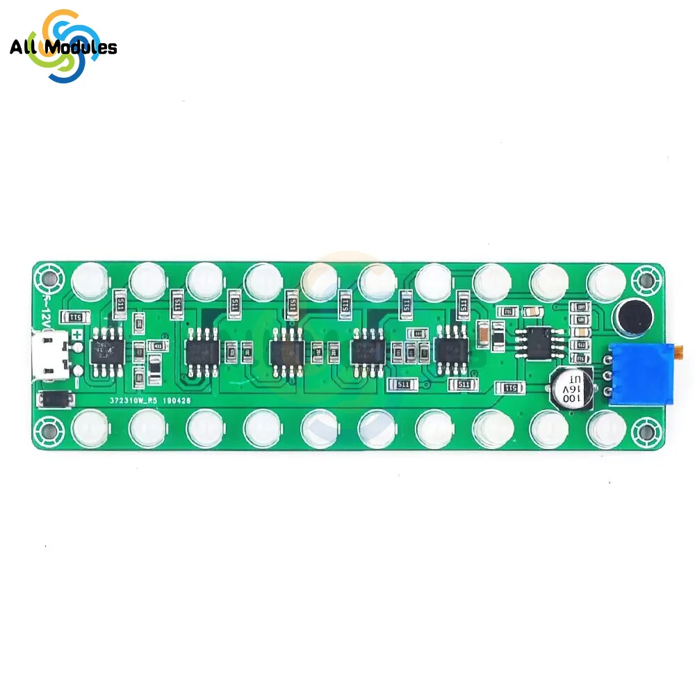 DC 5V-12V DIY Kit Audio Spectrum Indicator RGB LED Flashing LED Flashing Display Module DIY Hand Soldering