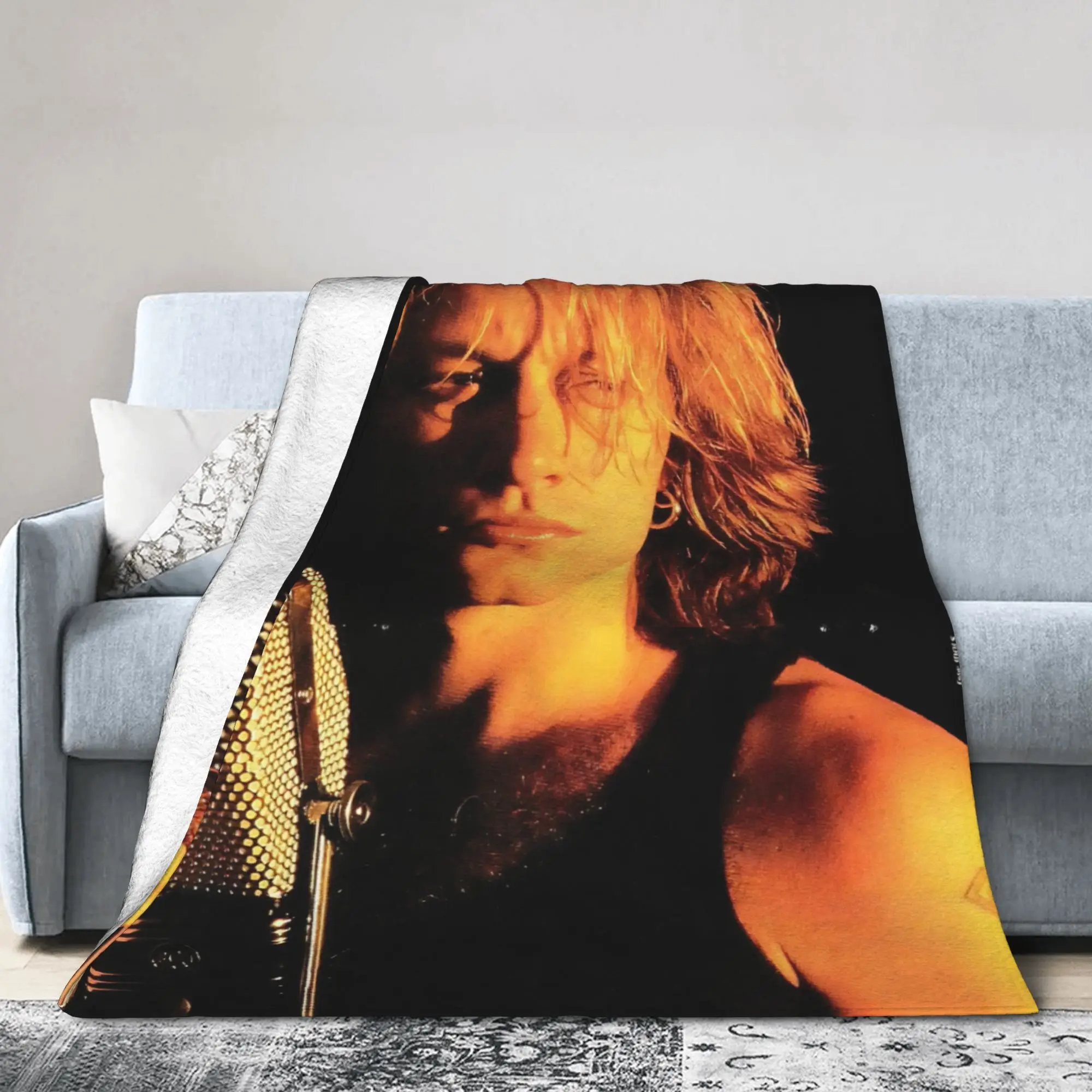 Bons Jovis Rock Band Blankets Fleece Summer Air Conditioning  Multi-function Lightweight Throw Blanket for Bed Office Bedspreads