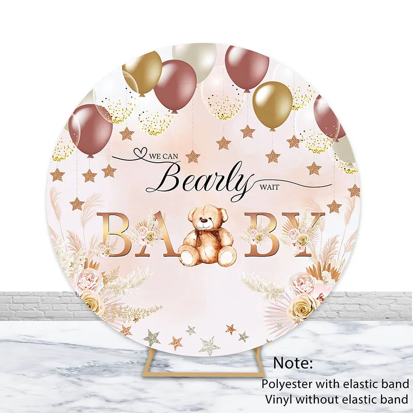 

Mehofond Photography Background Round We Can Bearly Wait Cute Bear Kids Birthday Baby Shower Circle Decor Backdrop Photo Studio