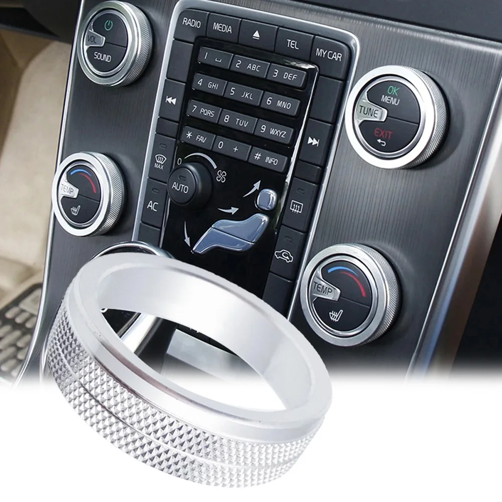 Car Accessory Knob Cover Ring Long-lasting Performance Precision Grip Sleek Silver Finish Wear Resistant Design