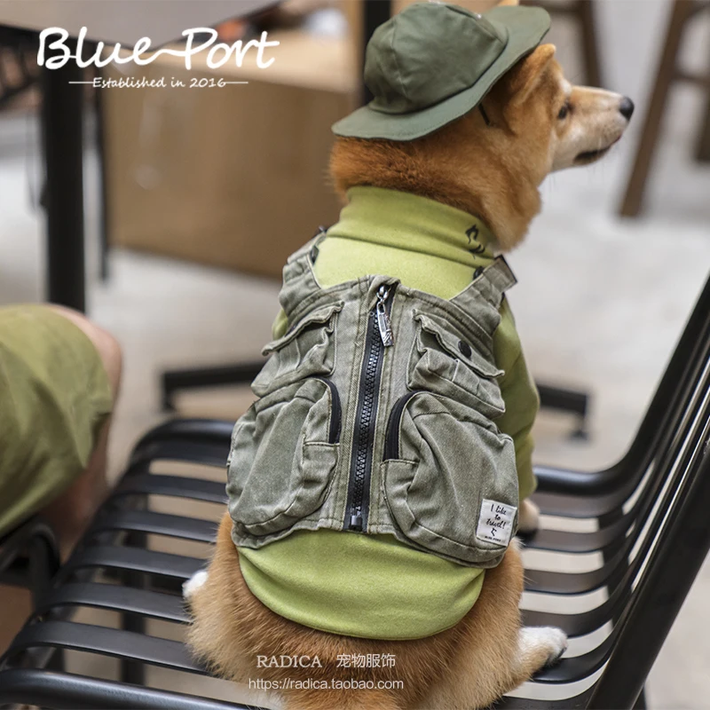 Blueport Pet Clothes Dog Dress Up Vest Overalls Fashionable Design Cool Working Dog Outdoor Style