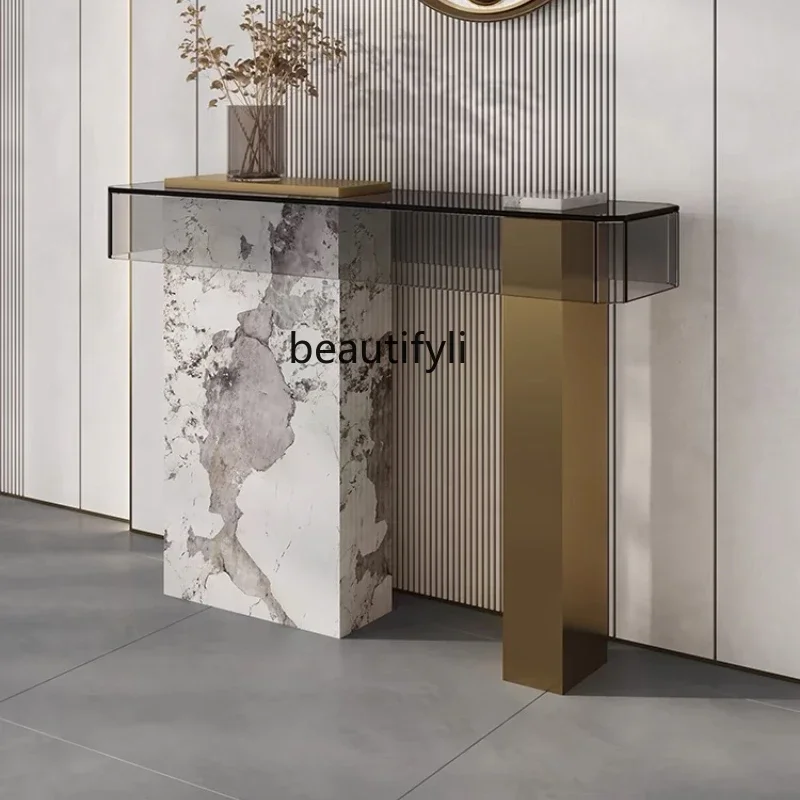 

Light luxury style entry is opposite the door, entrance table acrylic, simple hotel corridor decorative entrance cabinet