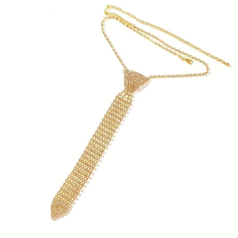 

G92D Fashionable Necktie Necklace Encrusted Crystal for Actor Actress Stage Shows