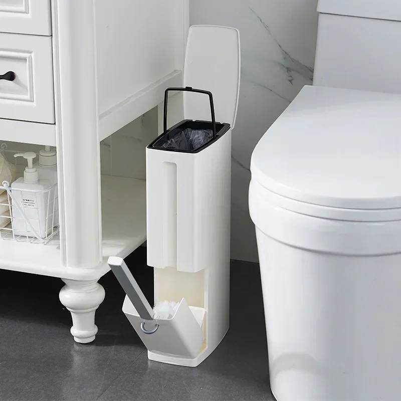 

Plastic Trash Can Set Toilet Brush Waste Bin Dustbin Garbage Bag Dispenser Poubelle Salle De Bain