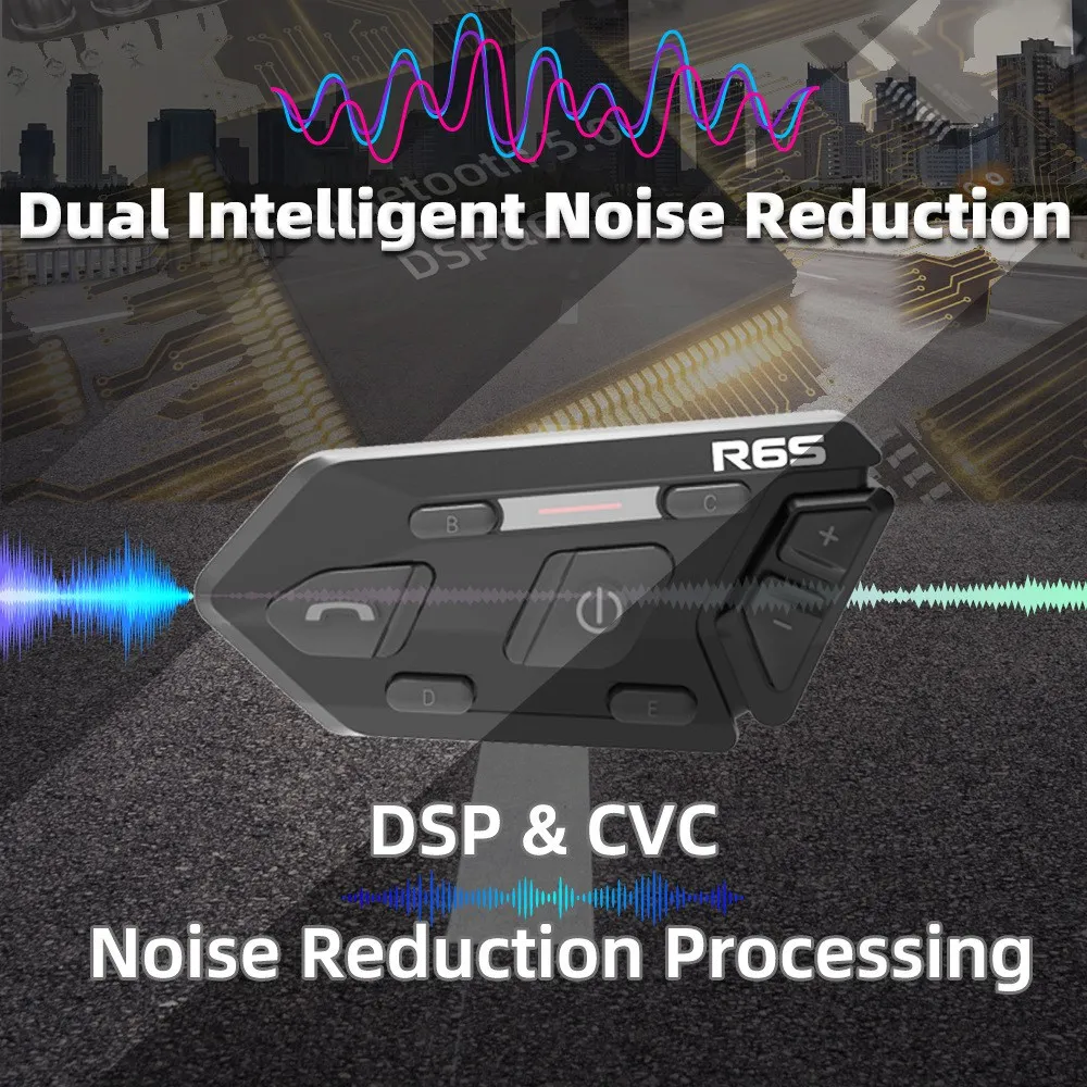 R6S Motorcycle Helmet Headset Bluetooth5.0 Outdoor Riding 1200M Intercom Waterproof Communication MP3 GPS Stereo Headset