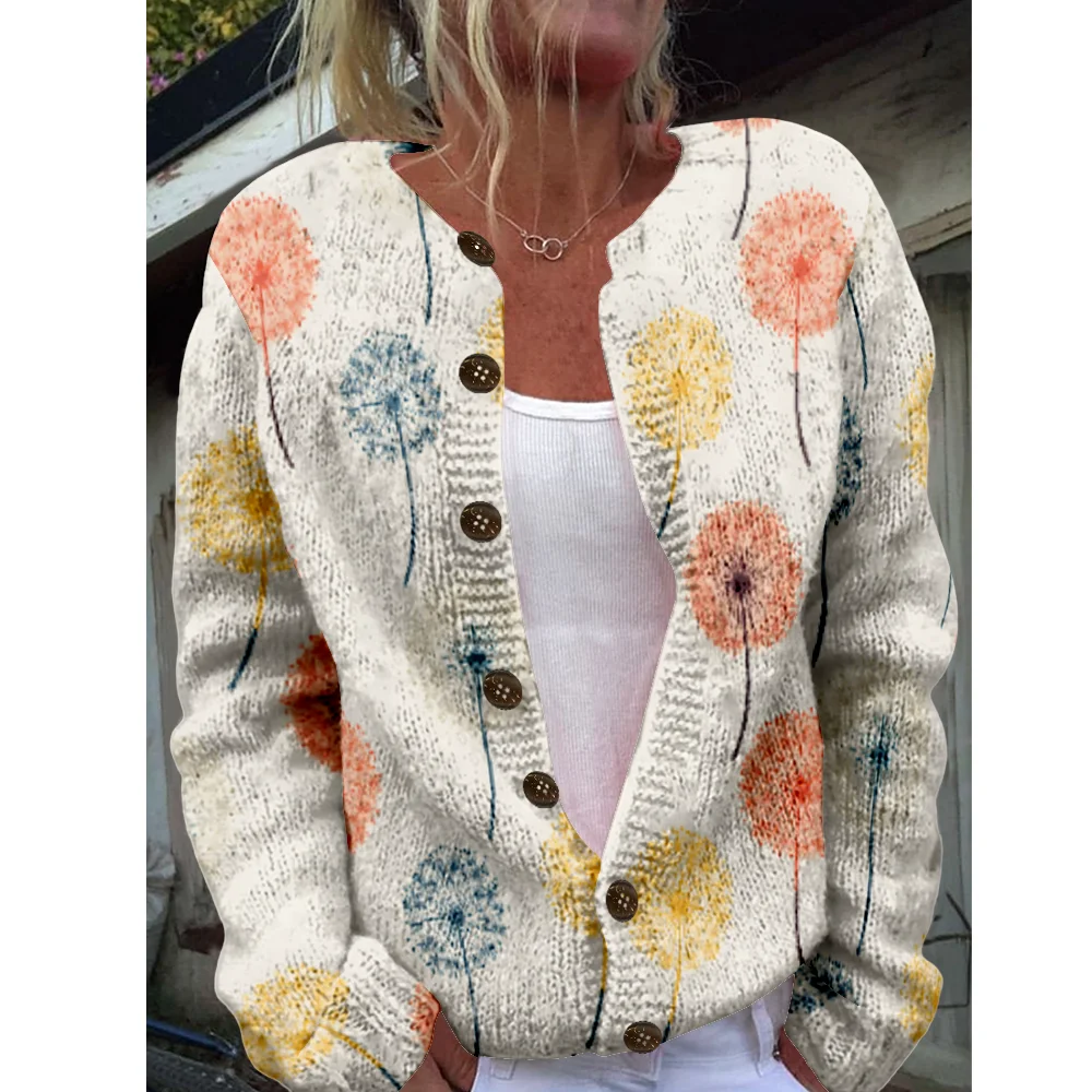 

Autumn Winter Knitted Sweet floral Cardigan Sweater Streetwear Women Sweaters Knit Top Casual Cool Jumpers Fashion