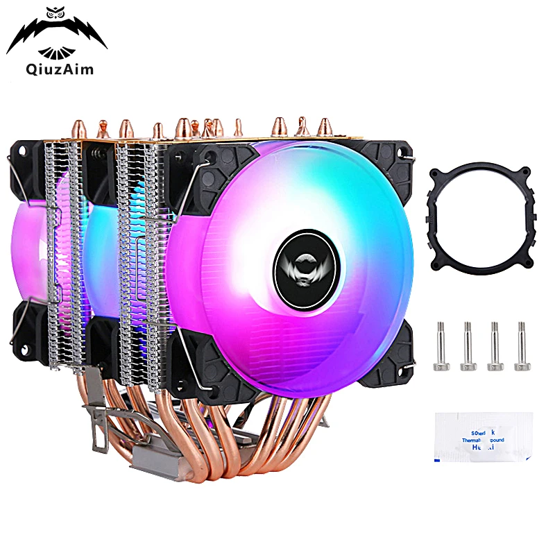 

QiuzAim CPU Cooling Fan PC Case Air-cooled Processor 6 Heat Pipe Twin Towers Installing LGA2011 x79 x99 e5 2066 AMD am3 am4 am5