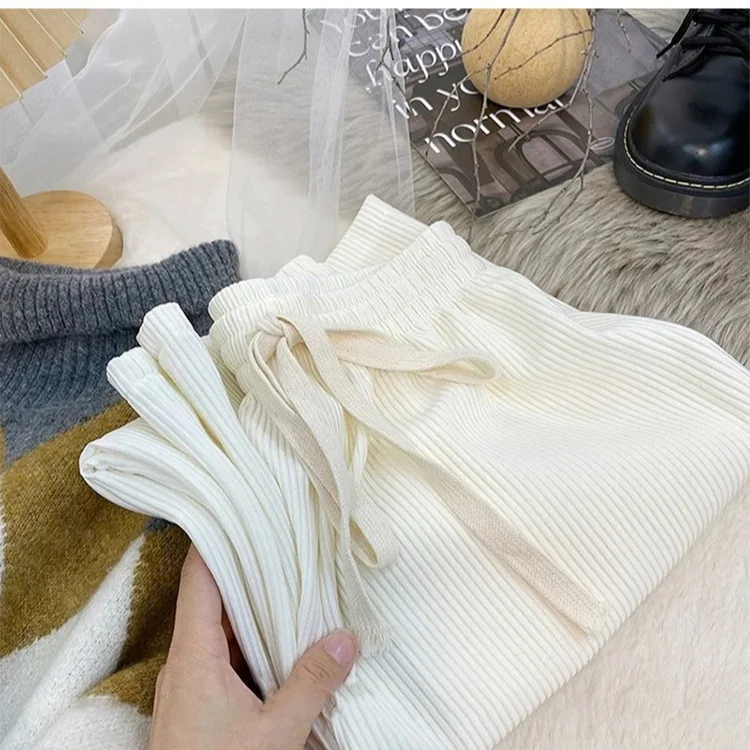 Pantalon à jambes larges pour femmes, haute qualité, Modal, taille élastique, pour écolières BF, plis, cordons de serrage, ceinture Chic pour collège, printemps