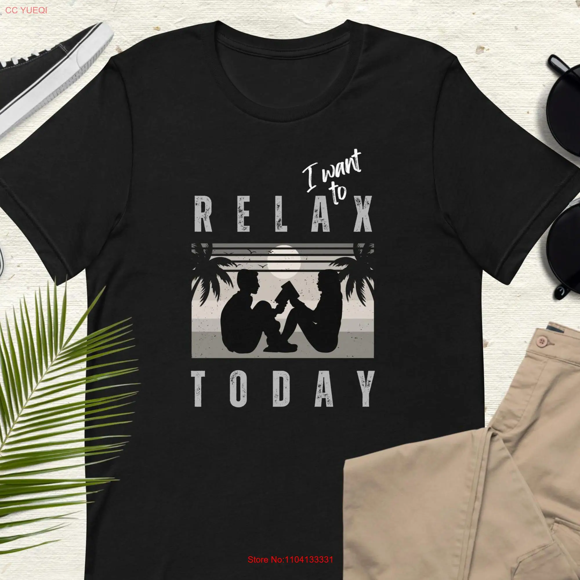 Want to Relax T Shirt palm trees vacation relaxation reading at the beach leisure long or short sleeves