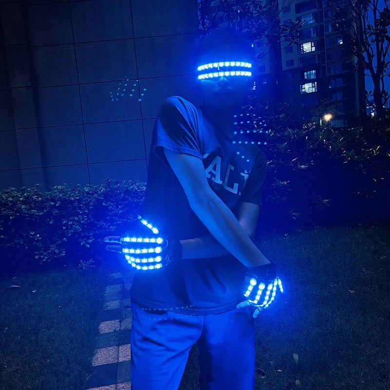 

Carnival Party LED Glowing Gloves and Glasses Rave Flashing Finger Lighting Glasses Party DJ Glasses Event Nightwear