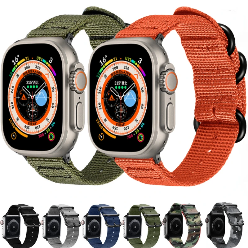 

Nylon Loop Strap For Apple Watch Ultra Band 49mm 45mm 44mm 40mm 41mm 42mm Sports Bracelet Wristband iWatch 9 8 7 6 5 4 SE Correa