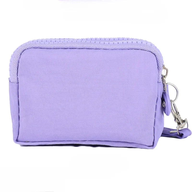 Mini porte-monnaie en nylon pour femme, portefeuilles à fermeture éclair, étanche, portable, trois couches, porte-cartes, sac à main pour fille, sac de sauna pour téléphone