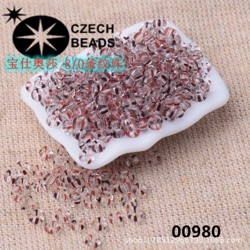 Tschechische importierte Baoshi, Osha 3mm gestreifte Perlen 6/0 einfarbige Wassermelonenperlen handgefertigtes Armband DIY Perle verstreute Perlen