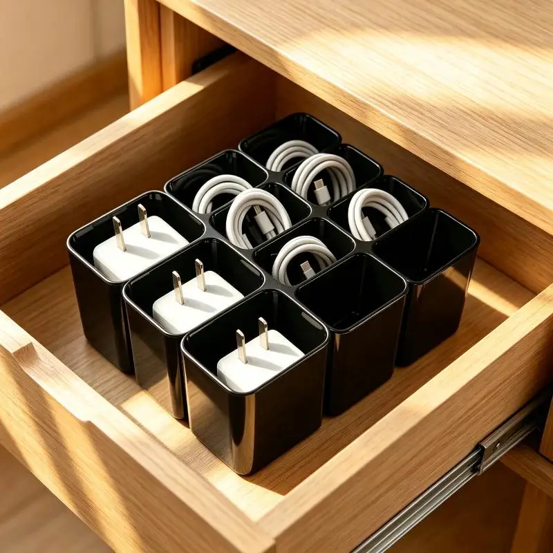11/22-Grid Retractable Drawer USB Cable Storage Tray, Desktop For Office Great Items For The Home