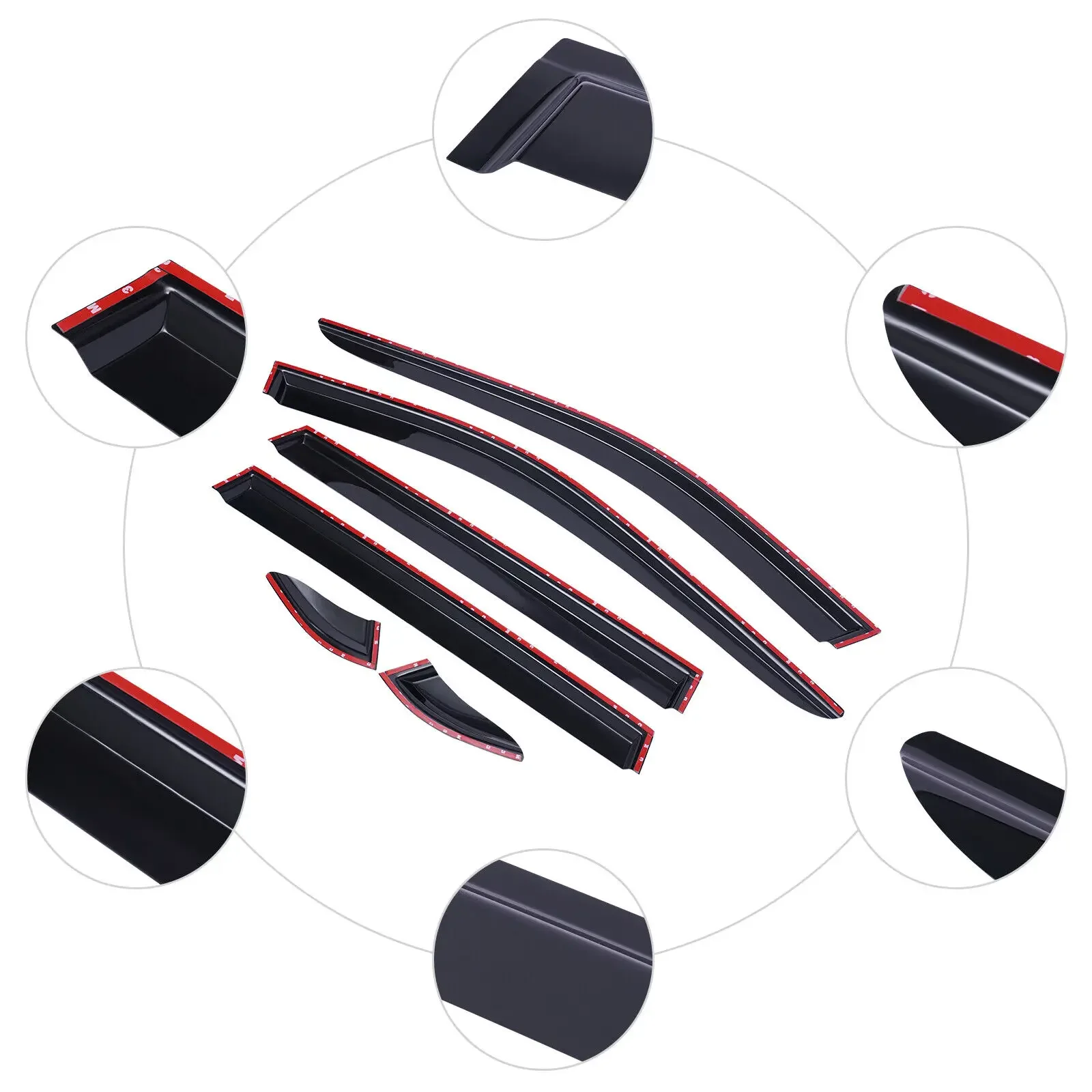 1 Set 6Pcs Window Deflectors Wind Rain Guards Shade Vent PMMA Material for 19-22 Toyota RAV4