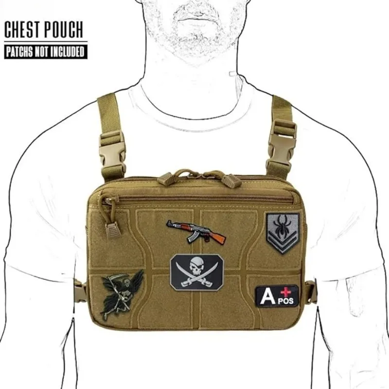 Recon Kit Bag, Tactical Chest Pack Molle Vest Bags Front Pouch Multi-Purpose Daypack Concealed EDC Carry Pouch