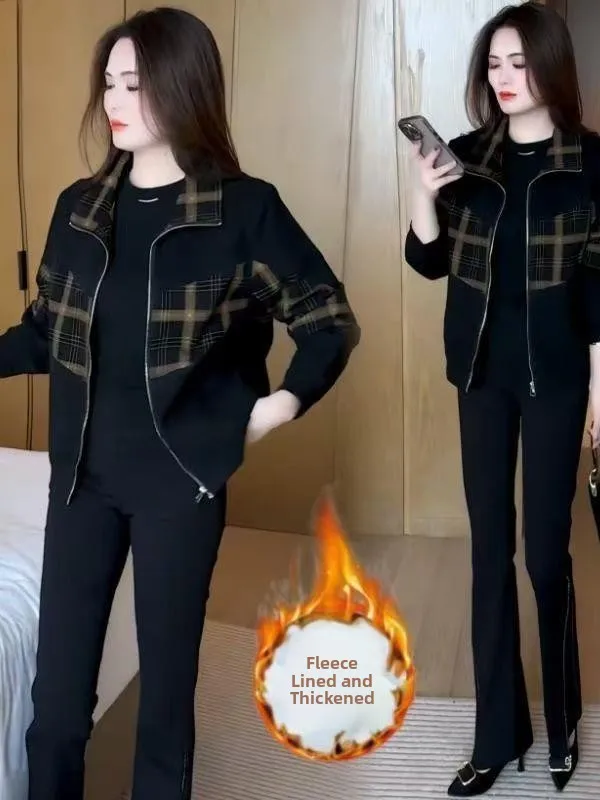 Fashionable Casual Fleece Lined Thick Short Jacket Women's 2025 Autumn Winter New Loose Small Size Warm Coat Top